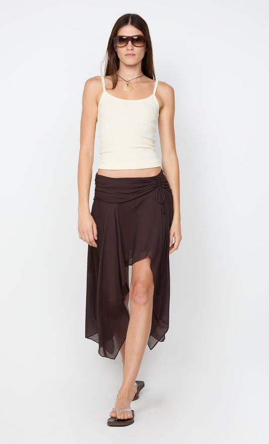 TALLIS ASYM SKIRT - DARK CHOCOLATE – BEC + BRIDGE US