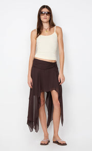 TALLIS ASYM SKIRT - DARK CHOCOLATE