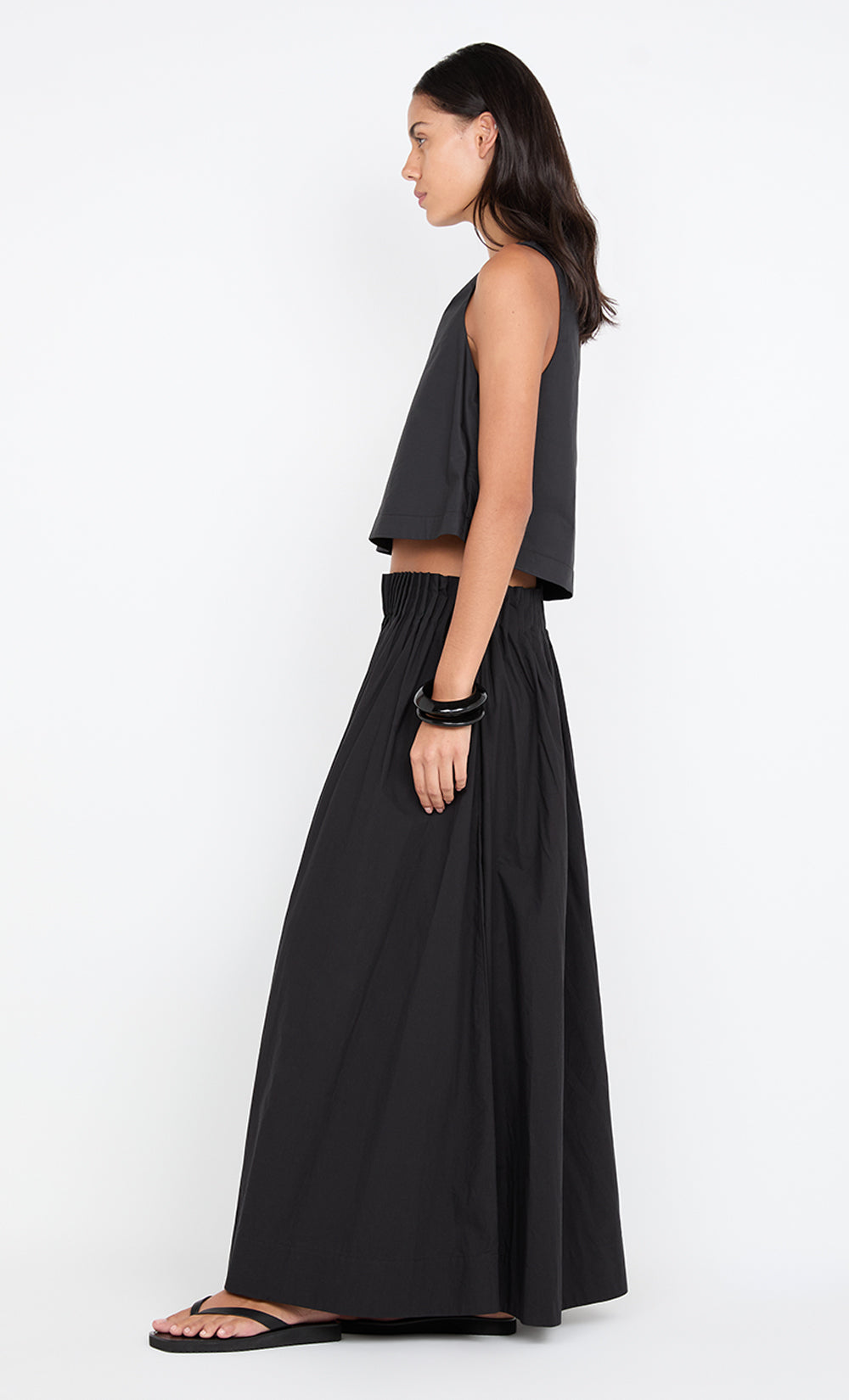ALUCA PINTUCK MAXI SKIRT - BLACK
