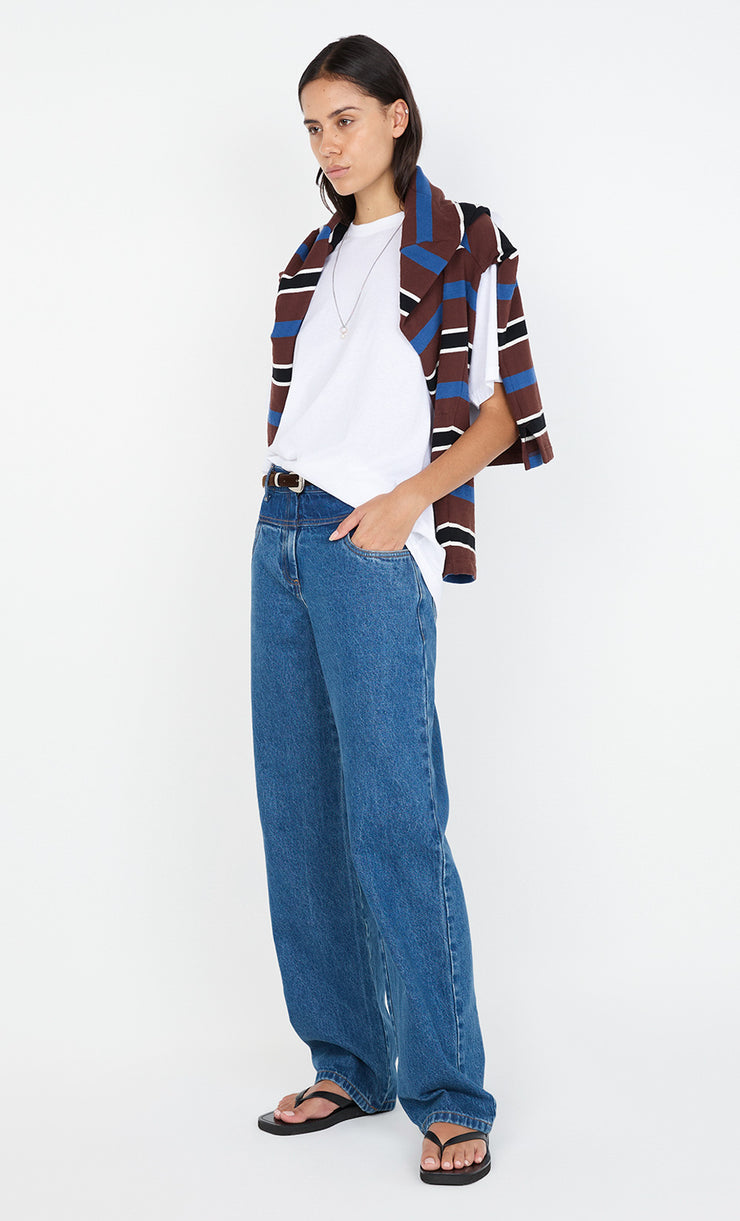 LUCIEN CONTRAST JEAN - INDIGO/WASHED DENIM