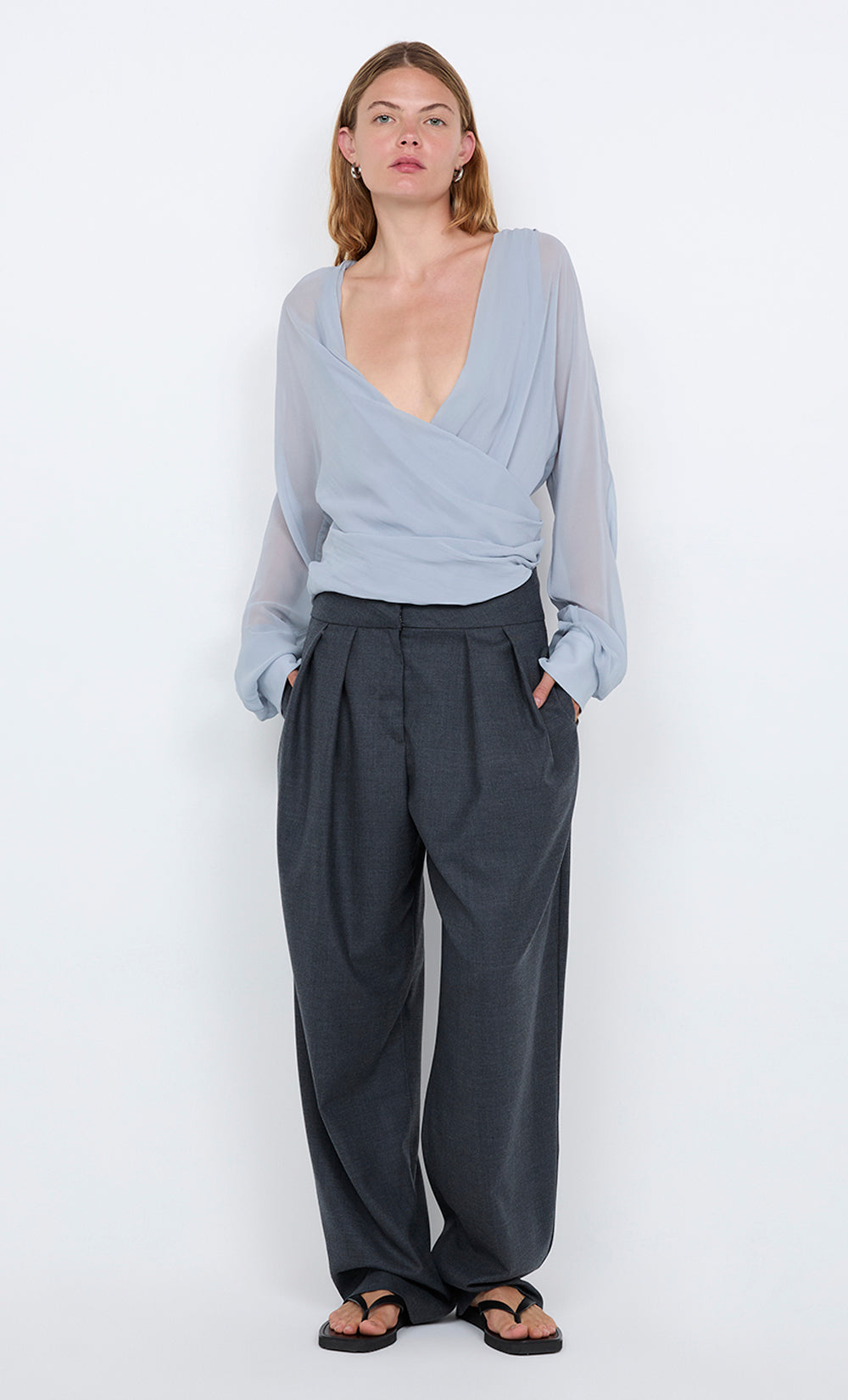 Aurelia Wrap Top in Cloud Blue - BEC + BRIDGE 10 Aurelia Wrap Top in Cloud Blue - BEC + BRIDGE 10