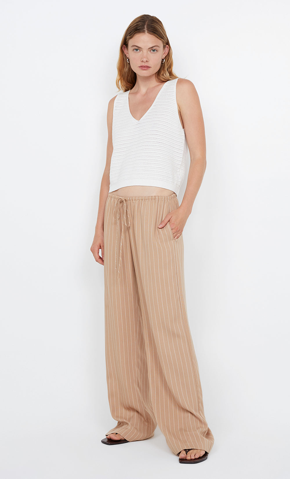 ALMERIA PANT - CAMEL STRIPE