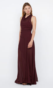ROCHELLE HIGH NECK DRESS - PLUM