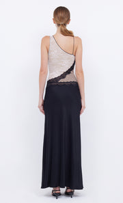ABRIELLE LACE MAXI DRESS - BLACK/TAUPE/IVORY