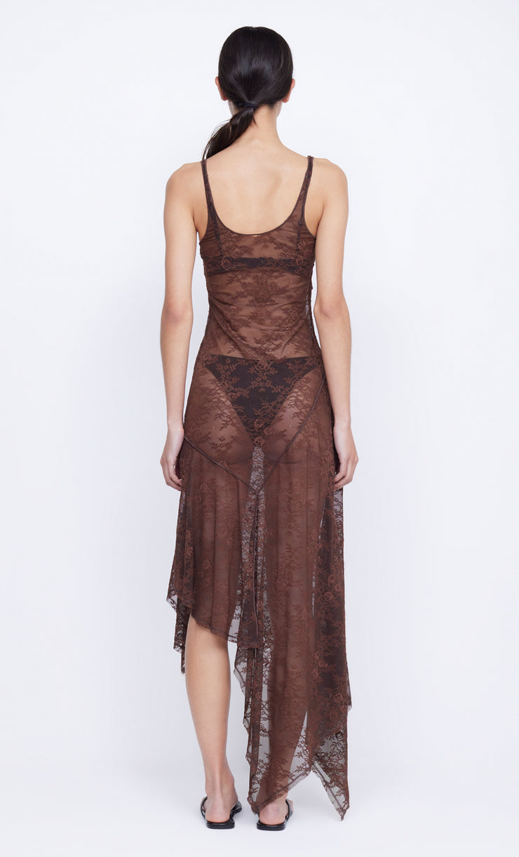 Adonia Chocolate Brown Lace Asym Dress by Bec + Bridge
