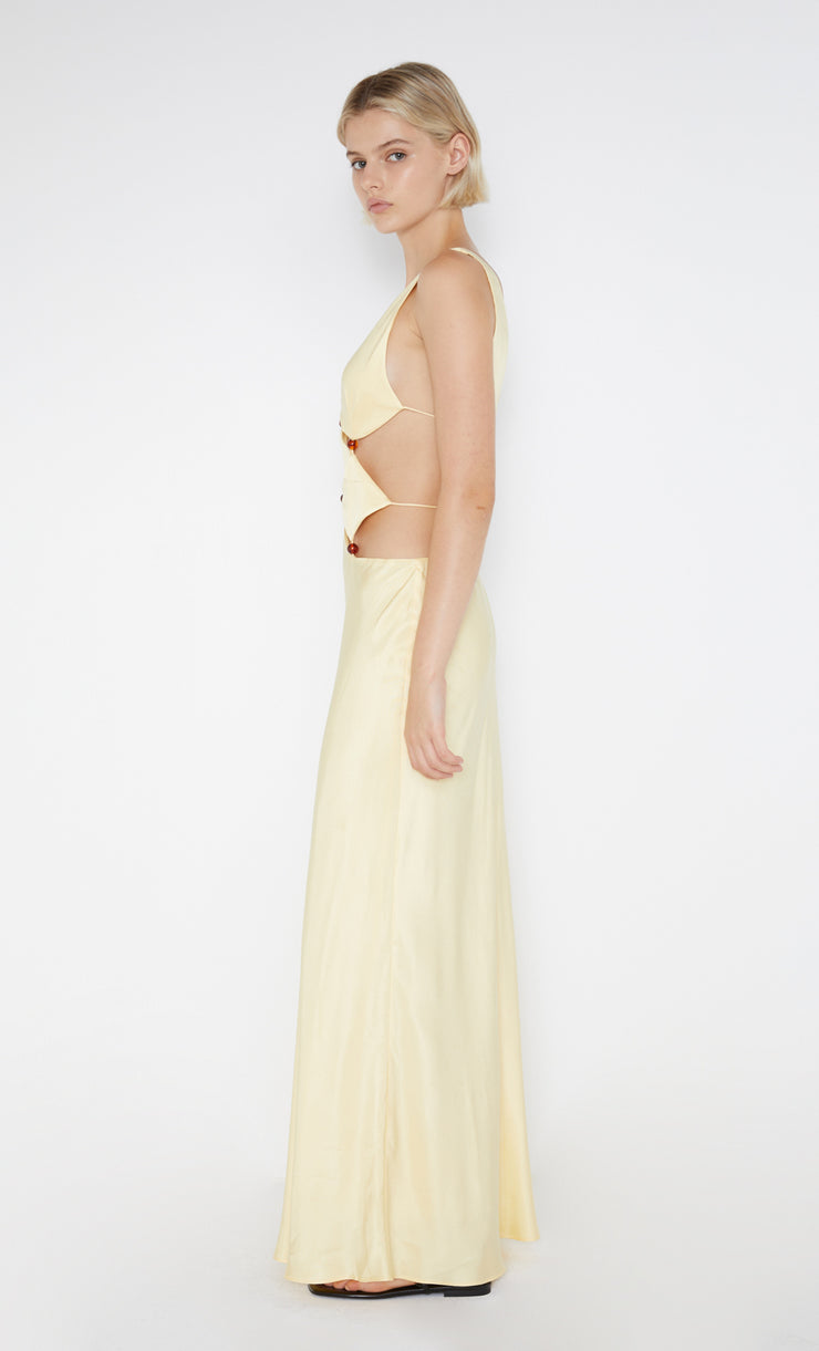 Agathe Diamond Dress in Butter Yellow with beads by Bec + Bridge