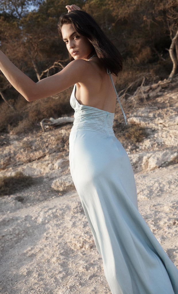 Akari Halter Dress in Cloud Blue - BEC + BRIDGE – BEC +