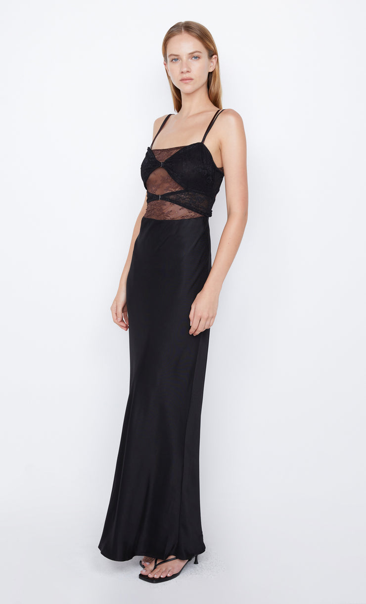 Amoras Cut Out Maxi Dress in Black Chocolate lace by Bec + Bridge