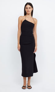 ANDY ASYM MIDI DRESS - BLACK