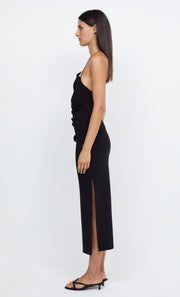 ANDY ASYM MIDI DRESS - BLACK