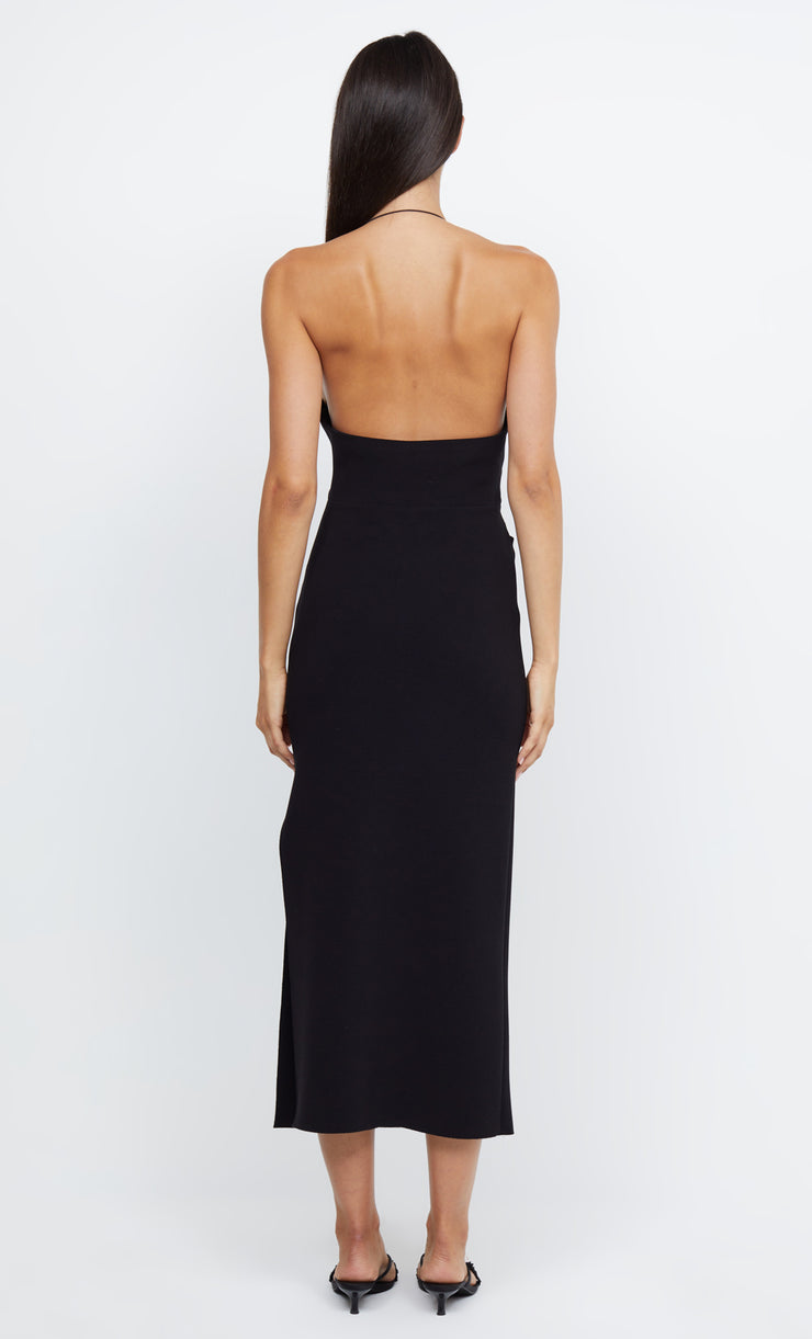 ANDY ASYM MIDI DRESS - BLACK