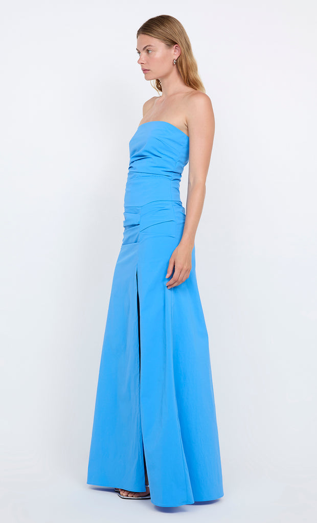 Angelina Strapless Maxi Dress in Mid Blue by Bec + Bridge