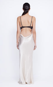 Arabella Backless Dress with Black Lace Bra Detail in Sand by Bec + Bridge