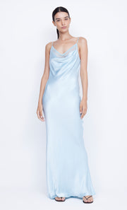 Arabella Lace Trim Maxi Formal Dress in Dolphin Blue by Bec + Bridge