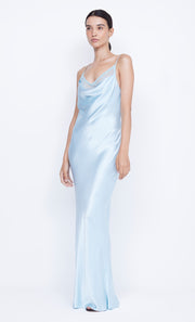 Arabella Lace Trim Maxi Formal Dress in Dolphin Blue by Bec + Bridge