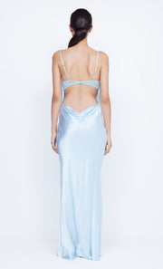 Arabella Lace Trim Maxi Formal Dress in Dolphin Blue by Bec + Bridge