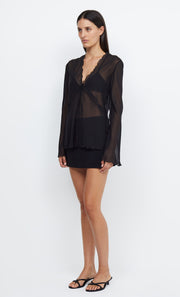 ARCHER LONG SLEEVE BLOUSE - BLACK