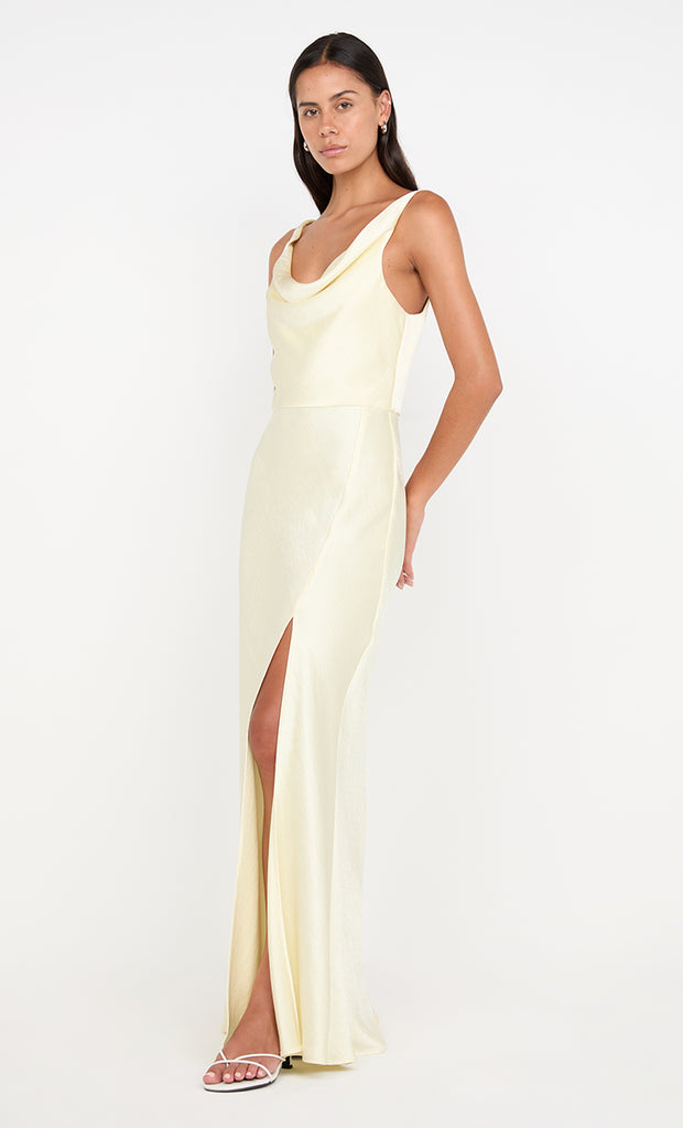 AUSTEN COWL NECK MAXI DRESS - ICE YELLOW