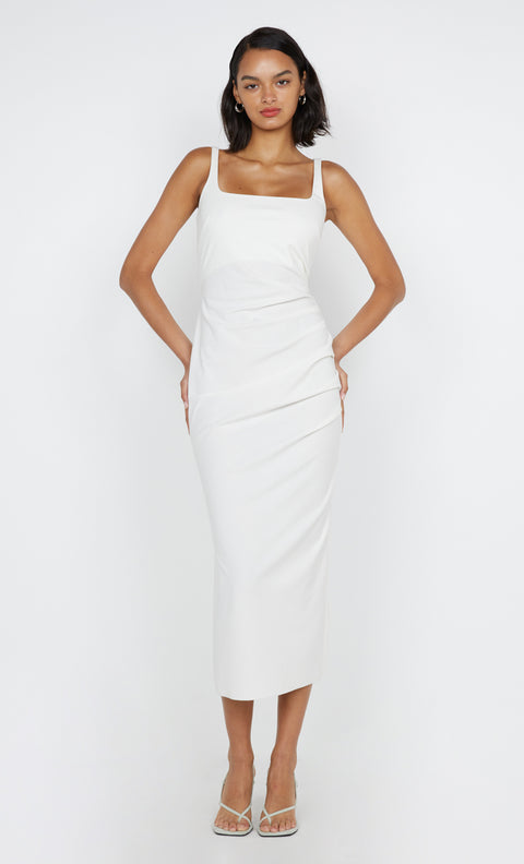 Aveline Tuck Midi Dress in White by Bec + Bridge