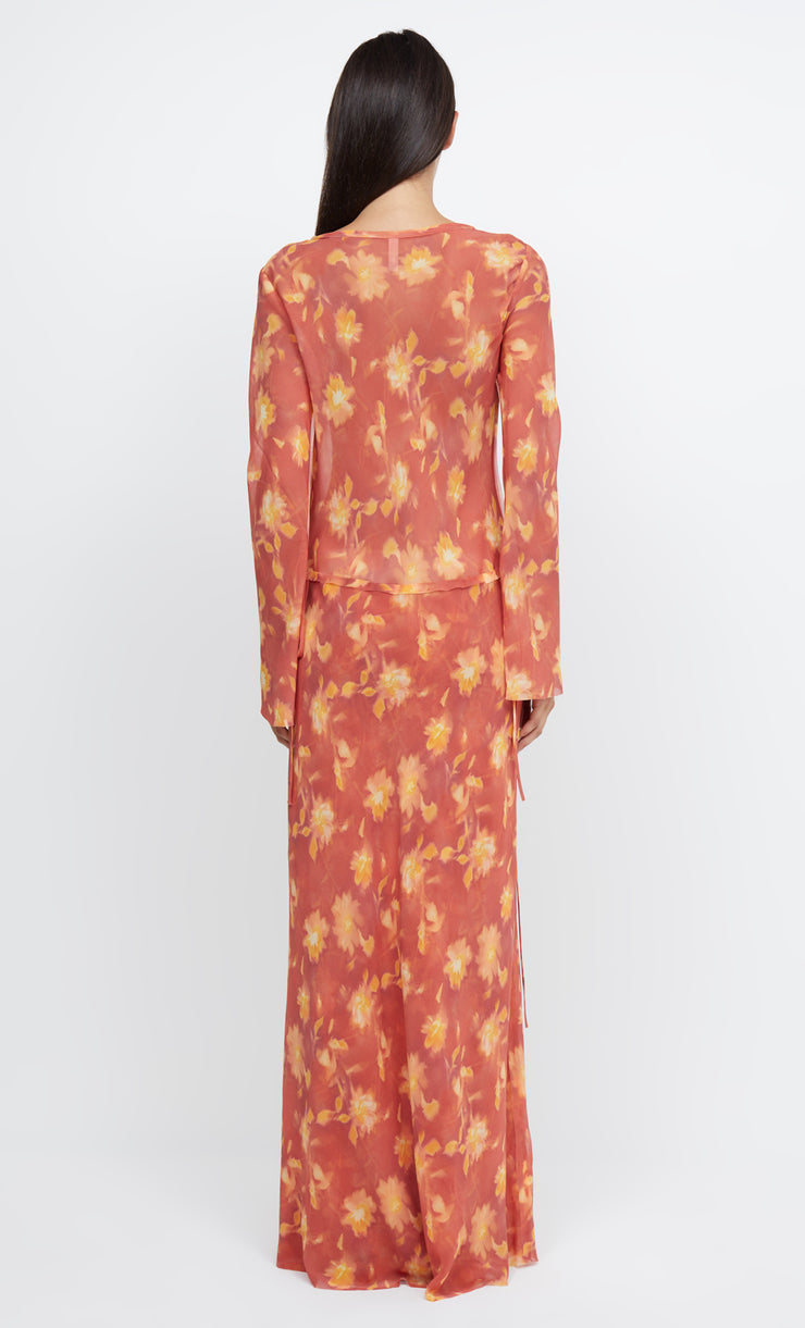 AZALEA WRAP LONG SLEEVE MAXI DRESS - LUMEN FLORAL