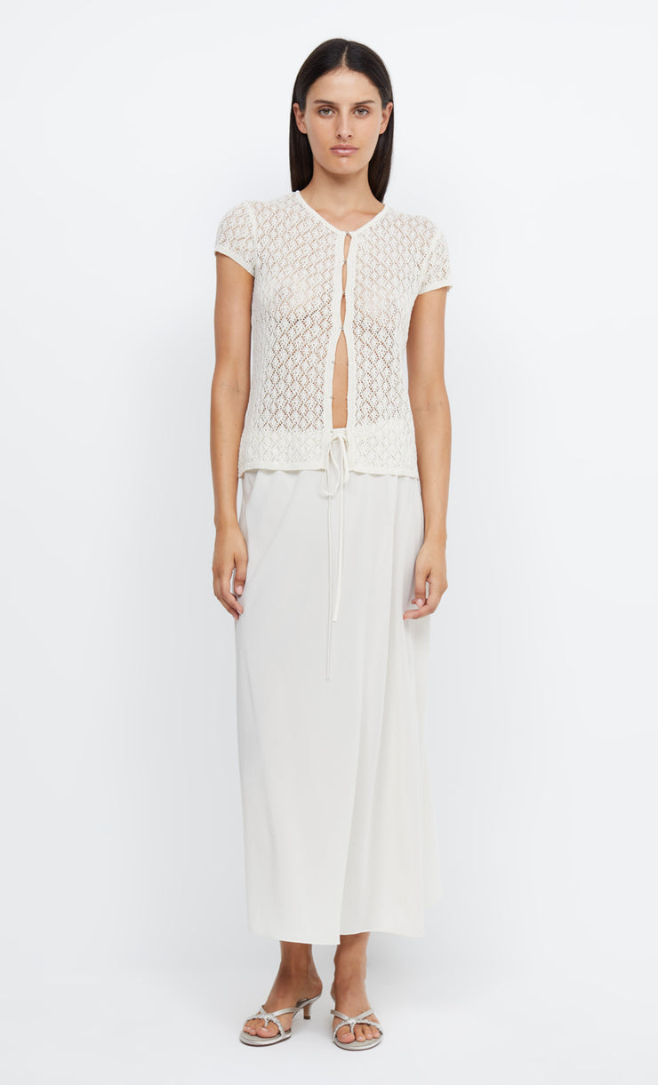 BEATRICE KNIT SHORT SLEEVE CARDI - IVORY