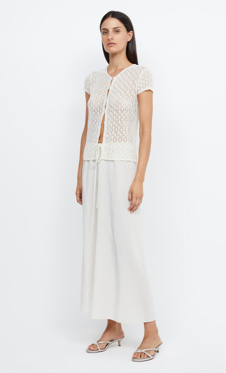 BEATRICE KNIT SHORT SLEEVE CARDI - IVORY