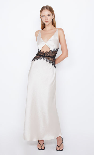 Camille Maxi Formal Dress with Lace Detail in Sand by Bec + Bridge