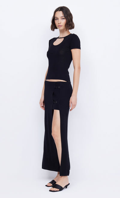 CASPIAN KNIT MAXI SKIRT - BLACK