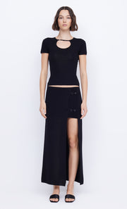 CASPIAN KNIT MAXI SKIRT - BLACK