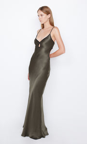 Cedar City Keyhole Backless Maxi Dress Prom in Dark Willow Green by Bec + Bridge