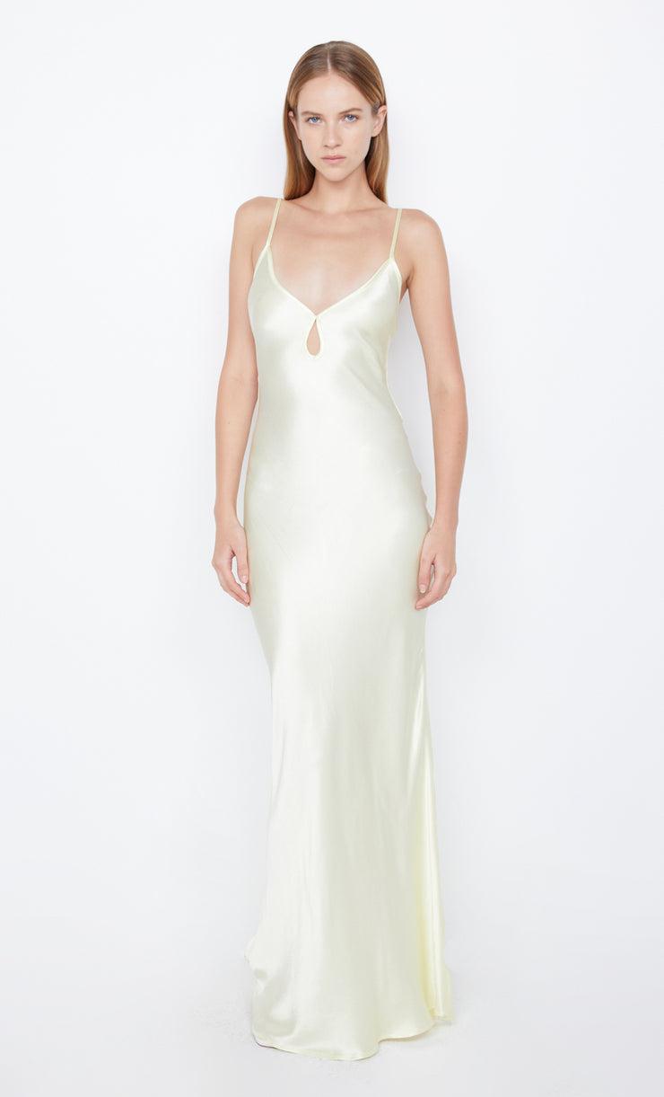 Cedar City Backless Maxi Bridesmaid Formal Dress in Ice Yellow Butter by Bec + Bridge