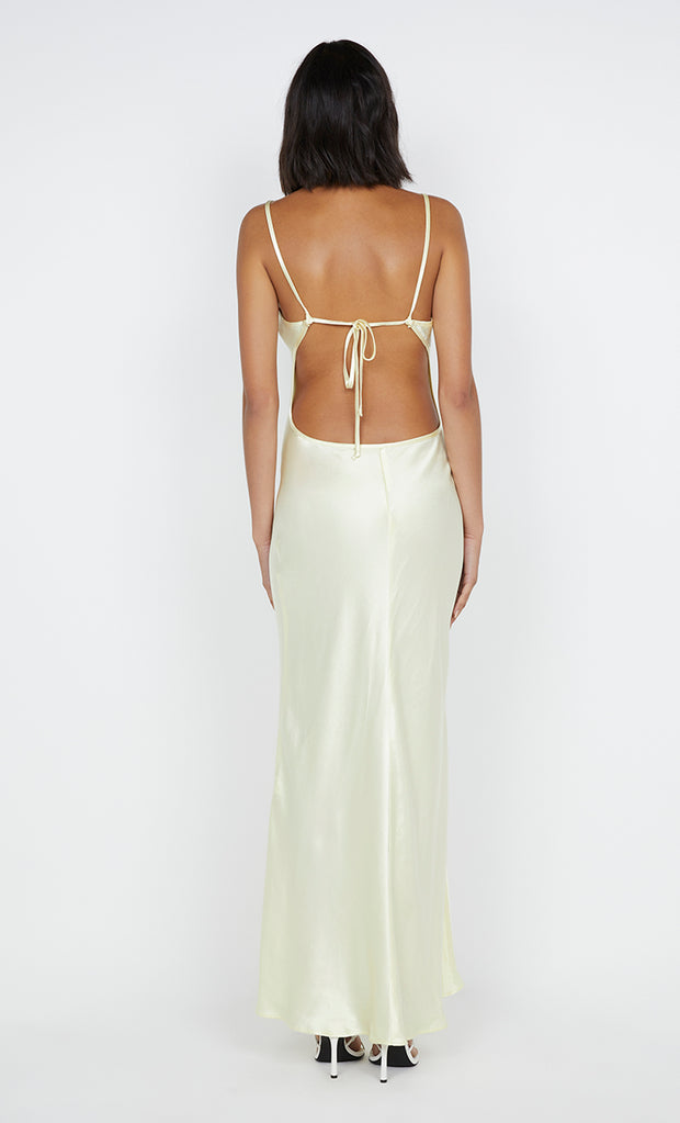 Cedar City Backless Maxi Bridesmaid Formal Dress in Ice Yellow Butter by Bec + Bridge