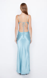 Cedar City Backless Maxi Formal Bridesmaid Dress in Sea Spray Blue by Bec + Bridge
