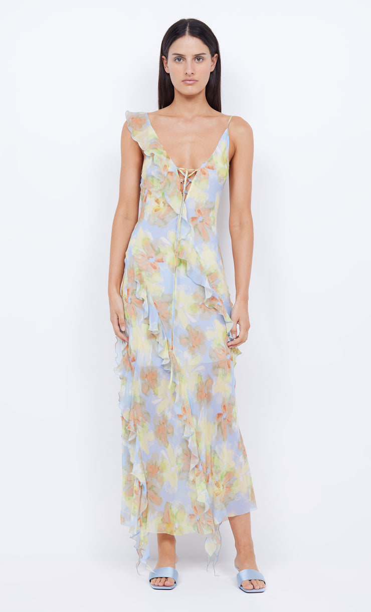 COURTNEY FRILL MAXI DRESS - BLUE BLOSSOM – BEC + BRIDGE US