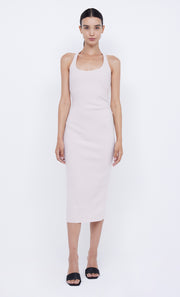 Cyndie Halter Midi Dress in  Bonded Crepe in Sand by Bec + Bridge