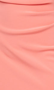 Cyndie Halter Midi Formal Prom Dress in Coral Pink Orange by Bec + Bridge