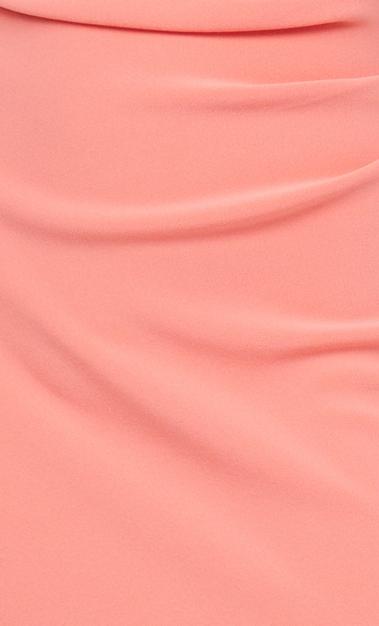 Cyndie Halter Midi Formal Prom Dress in Coral Pink Orange by Bec + Bridge