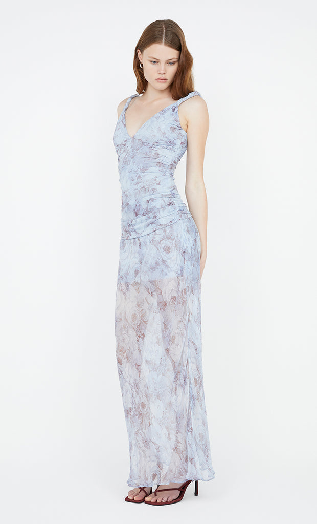DANICA V NECK DRESS - CHAMBRAY ROSE