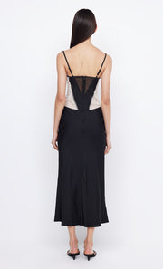 DEX CORSET MIDI DRESS - BLACK/NUDE