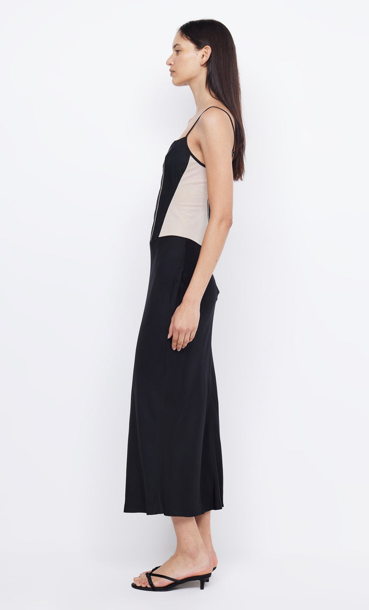 DEX CORSET MIDI DRESS - BLACK/NUDE