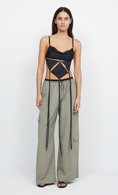 DIAMOND DAYS STRAP CROPPED TOP - BLACK