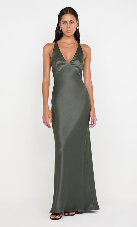 bec and bridge green silk dress Bec & Bridge Zariah Halterneck Satin Maxi Dress Green BEC + BRIDGE