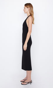 Elvie Halter Midi Dress in Black With Cutout by Bec + Bridge