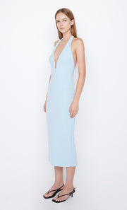 Elvie Halter Cut out Midi Dress in Dolphin Blue by Bec + Bridge