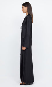 EMERY LONG SLEEVE TIE MAXI DRESS - BLACK