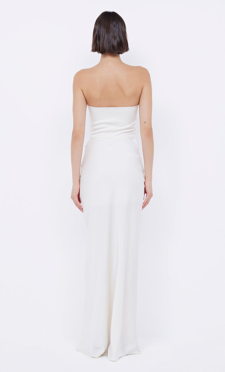 Emilia Strapless Dress with cut out in Ivory by Bec + Bridge