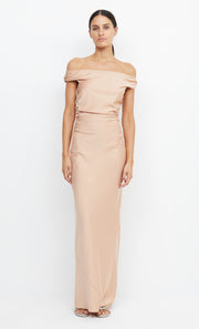 Eternity Off Shoulder Bridesmaid Dress in Rose Gold by Bec + Bridge