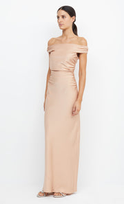 Eternity Off Shoulder Bridesmaid Dress in Rose Gold by Bec + Bridge