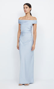 Eternity Off Shoulder Dusty Blue Bridesmaid Dress in Dusty Blue by Bec + Bridge