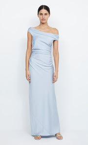 Eternity Off Shoulder Dusty Blue Bridesmaid Dress in Dusty Blue by Bec + Bridge